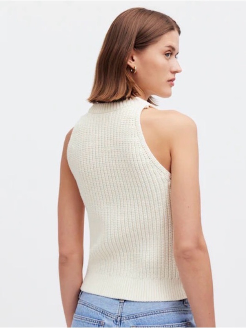EUC Woman’s Madewell Cutaway Sleeveless Sweater Vest in Ivory (S) - Picture 2 of 9